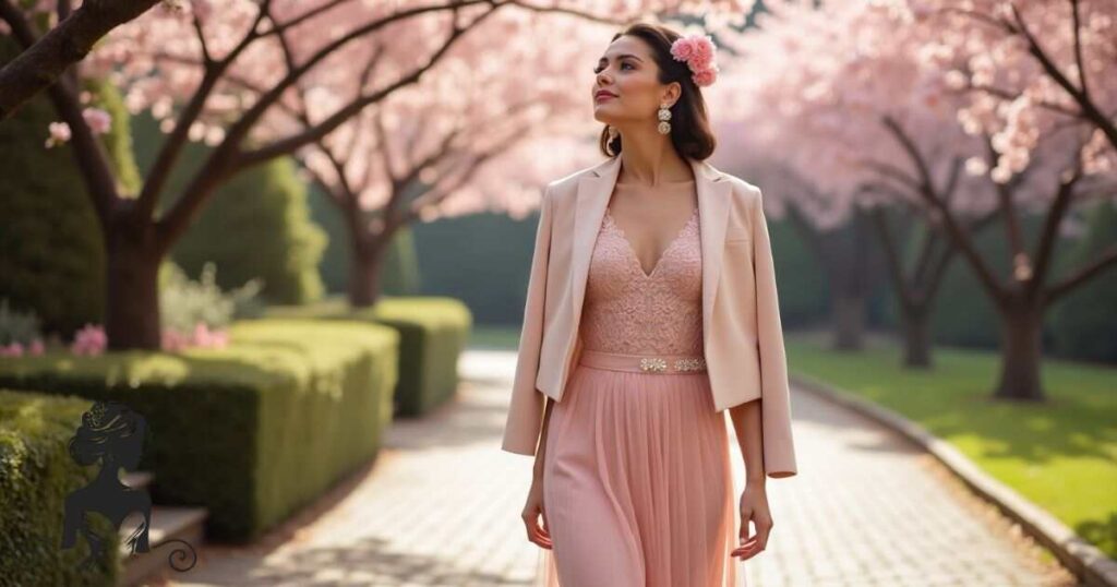 Blush Lace Midi Cherry Blossom Dress to Impress