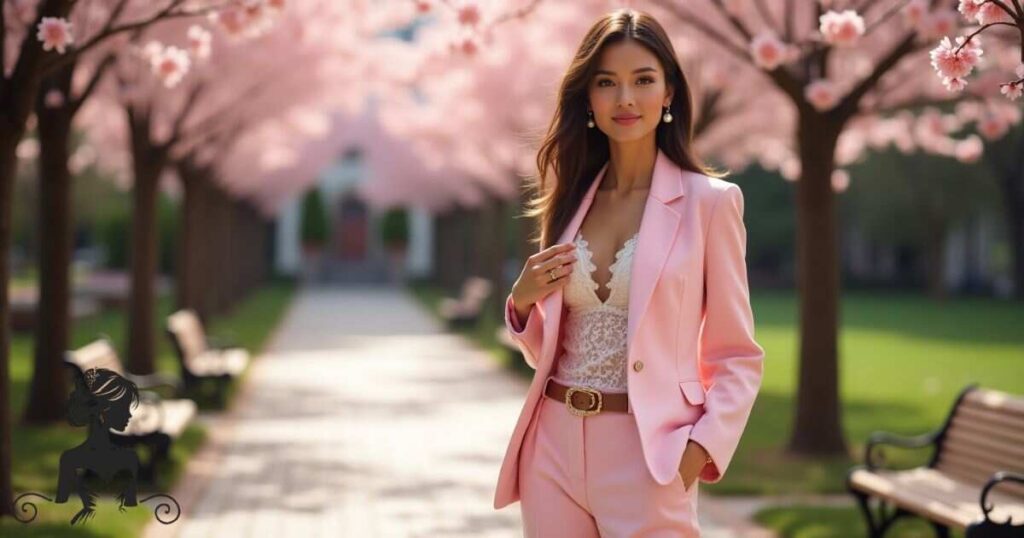 Pastel Pink Suit Cherry Blossom Dress to Impress