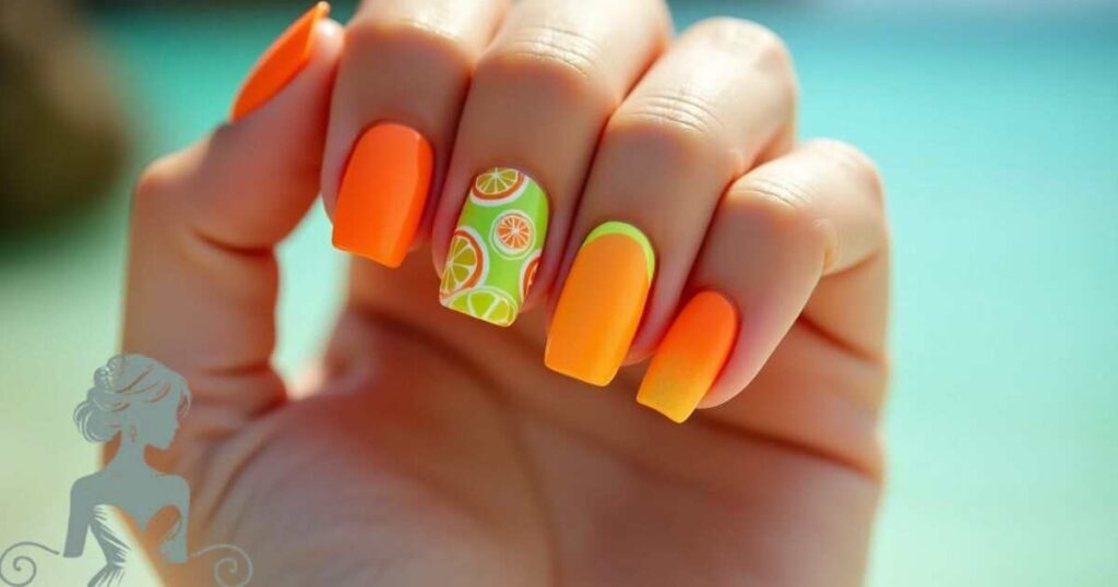 Citrus Burst Neon Nails